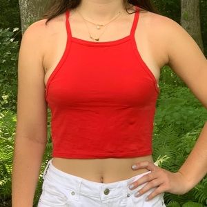 Red Halter Crop Top